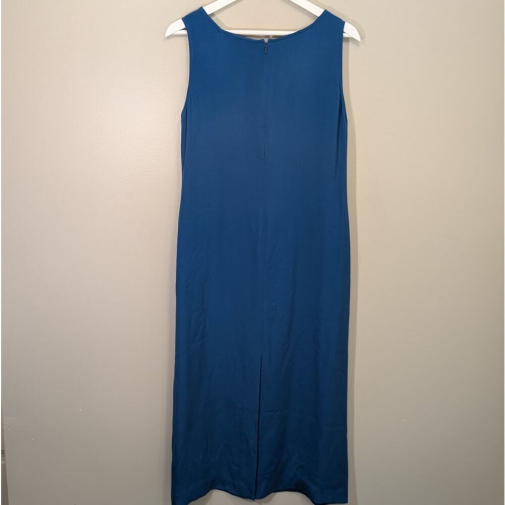 Talbots Silk Midi Dress Sundress Teal Minimalist Breezy Resort Travel Size 12